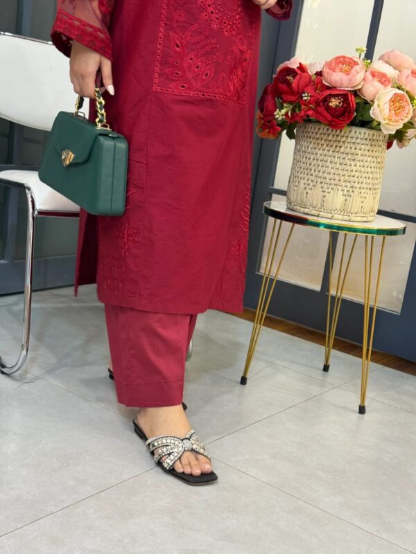 Maroon Chikankari Lawn 2 - Piece Set Stich Premium Article