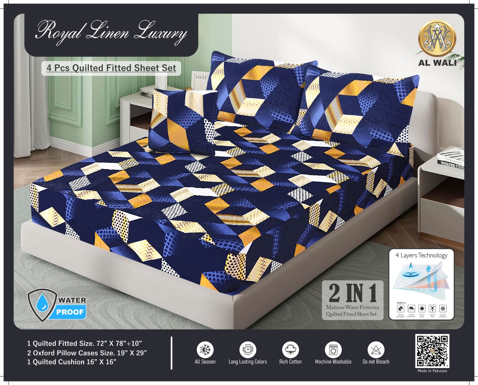 FITTED 4 PCS WATER PROOF (5) Waterproof Bedsheet