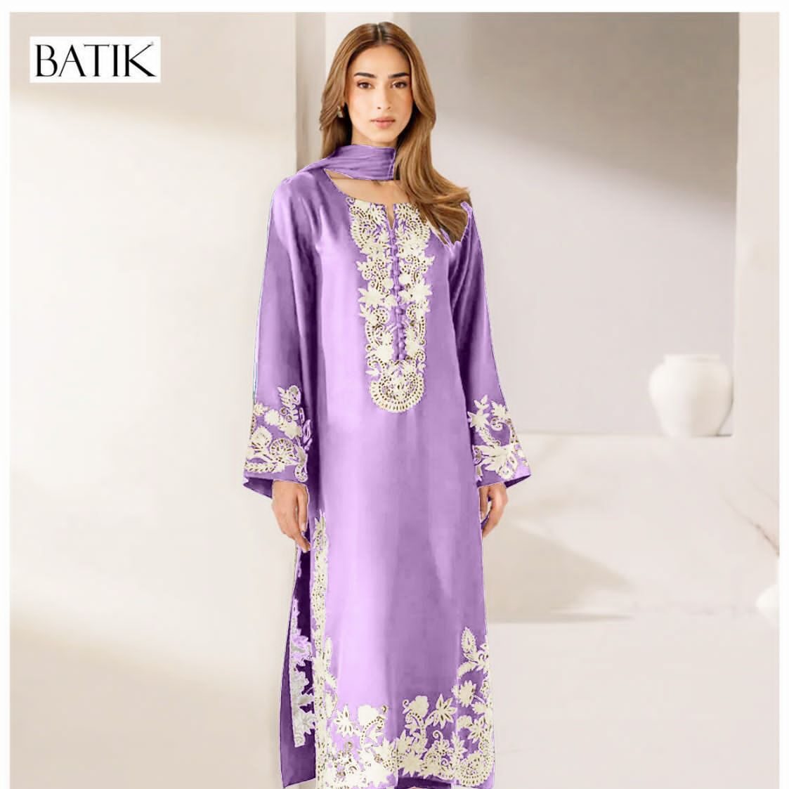 Purple  2 PCS EMBROIDERED LAWN  AZURE  FABRIC LAWN 90/70 2pc