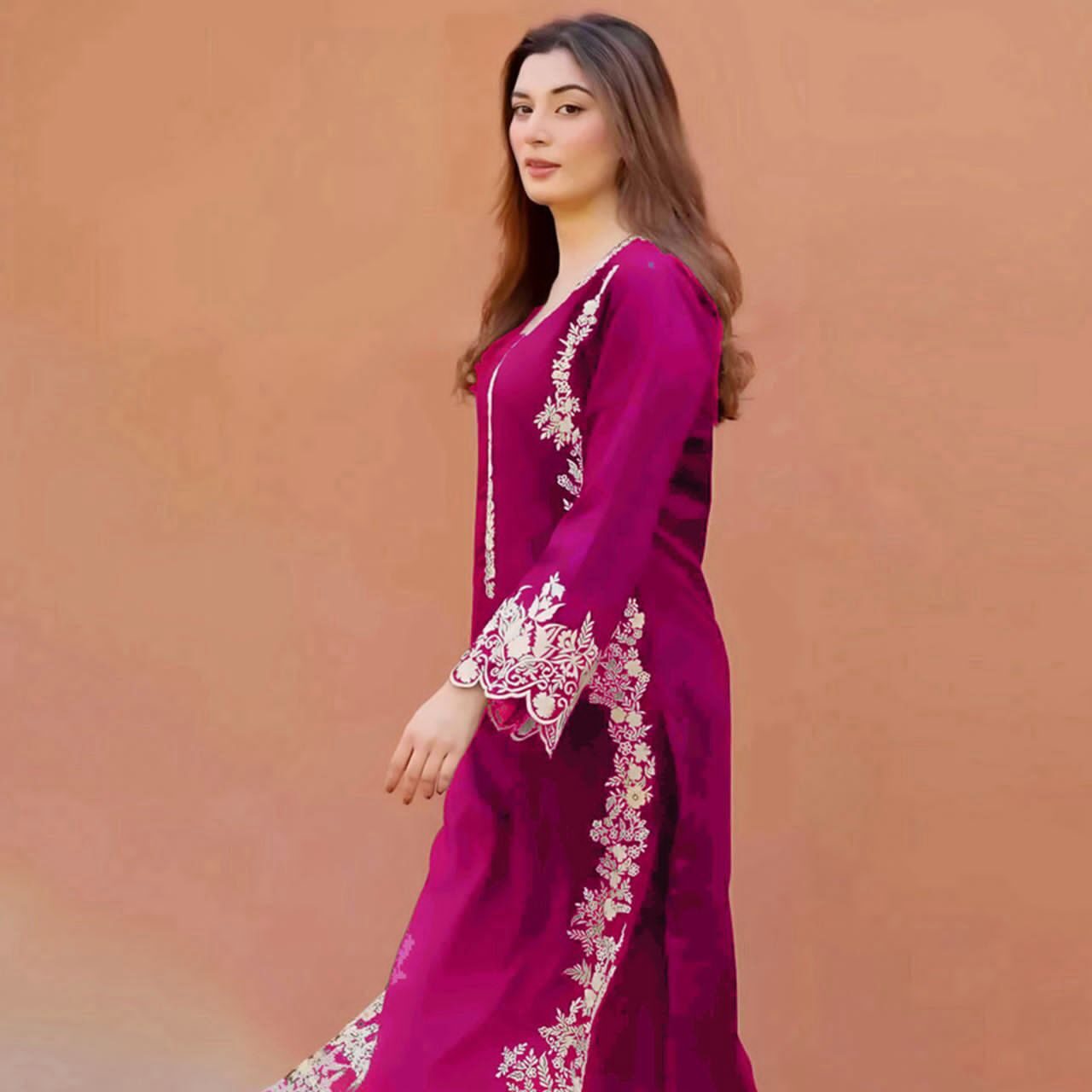 Pink 2 PCS EMBROIDERED LAWN  AZURE  FABRIC LAWN 90/70 2pc